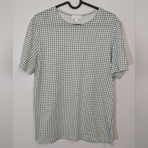 COS Grid print short sleeve tee shirt - white green - size S